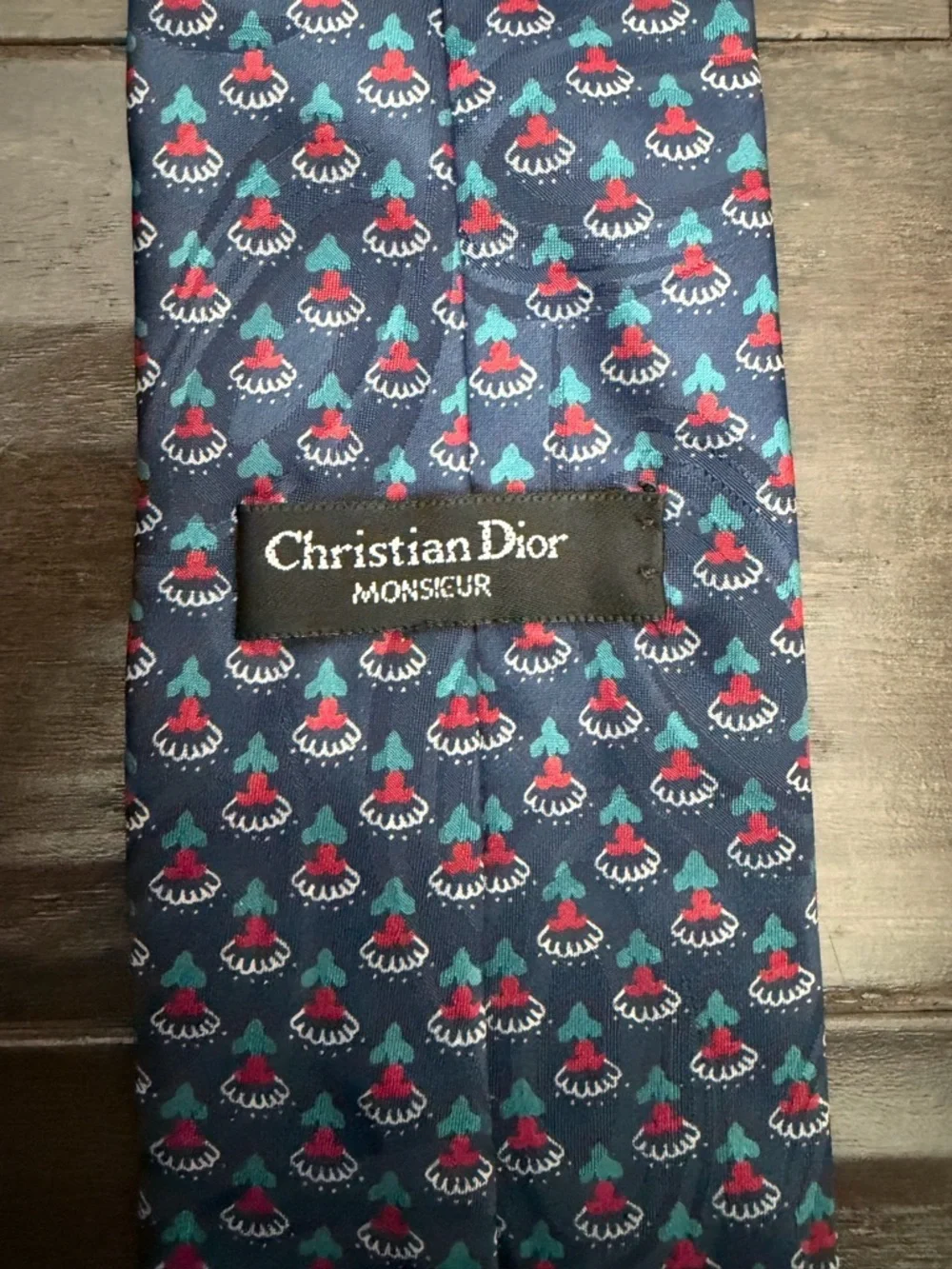 Vintage Christian Dior Monsieur Navy Red Rocketship Tie